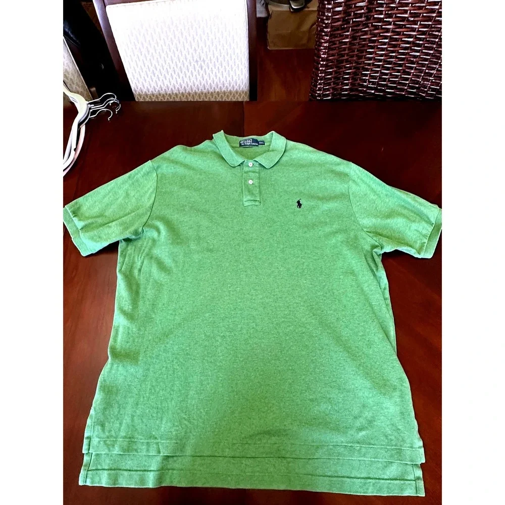 Polo Ralph Lauren Mens XXL Green Pique Short Sleeve Pony Logo Polo Shirt